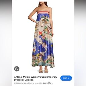 ANTONIO MELANI Strapless Dress - Blue and Cream Floral